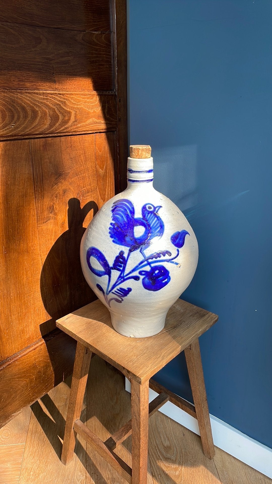 Antieke kruik met vogel, Ophalen of Verzenden
