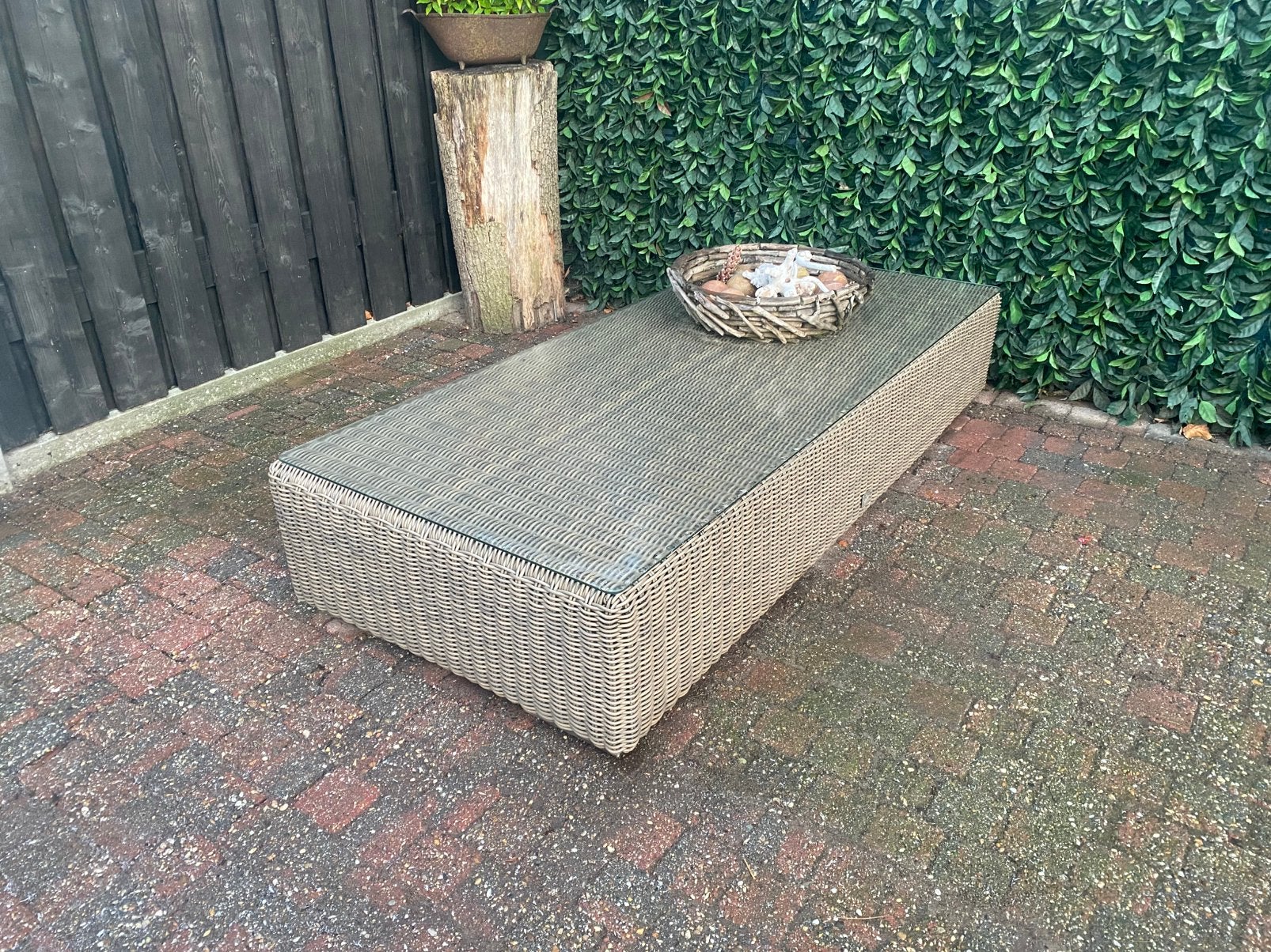 4 Seasons kingston loungetafel met glasplaat 180x80x35 cm, Ophalen, Zo goed als nieuw, Wicker