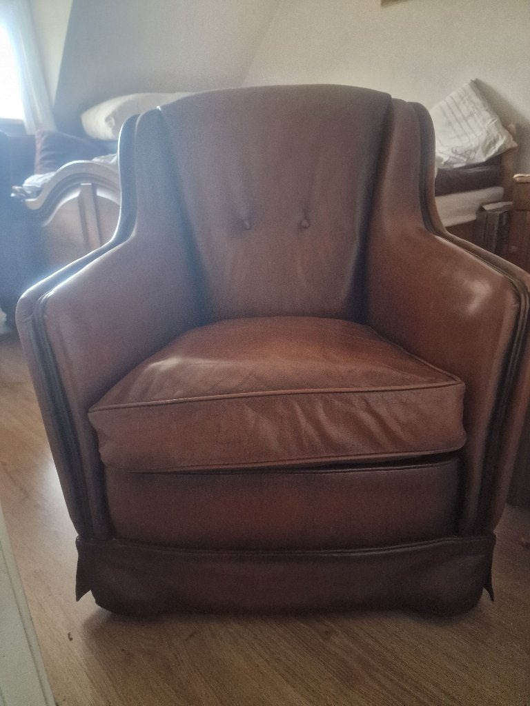 Dames fauteuil, Ophalen, Minder dan 75 cm, Leer, Zo goed als nieuw