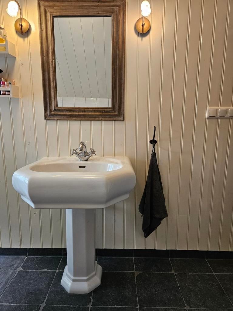 Wastafel op zuil, wit keramiek, klassieke stijl, Ophalen, Wastafel