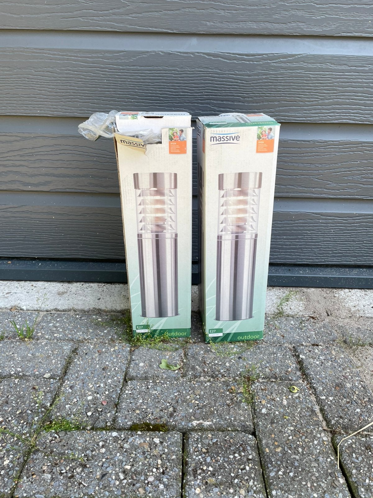 2x buiten lamp/ terras lamp nieuw, Minder dan 50 watt, Staande lamp, Aluminium, Ophalen of Verzenden