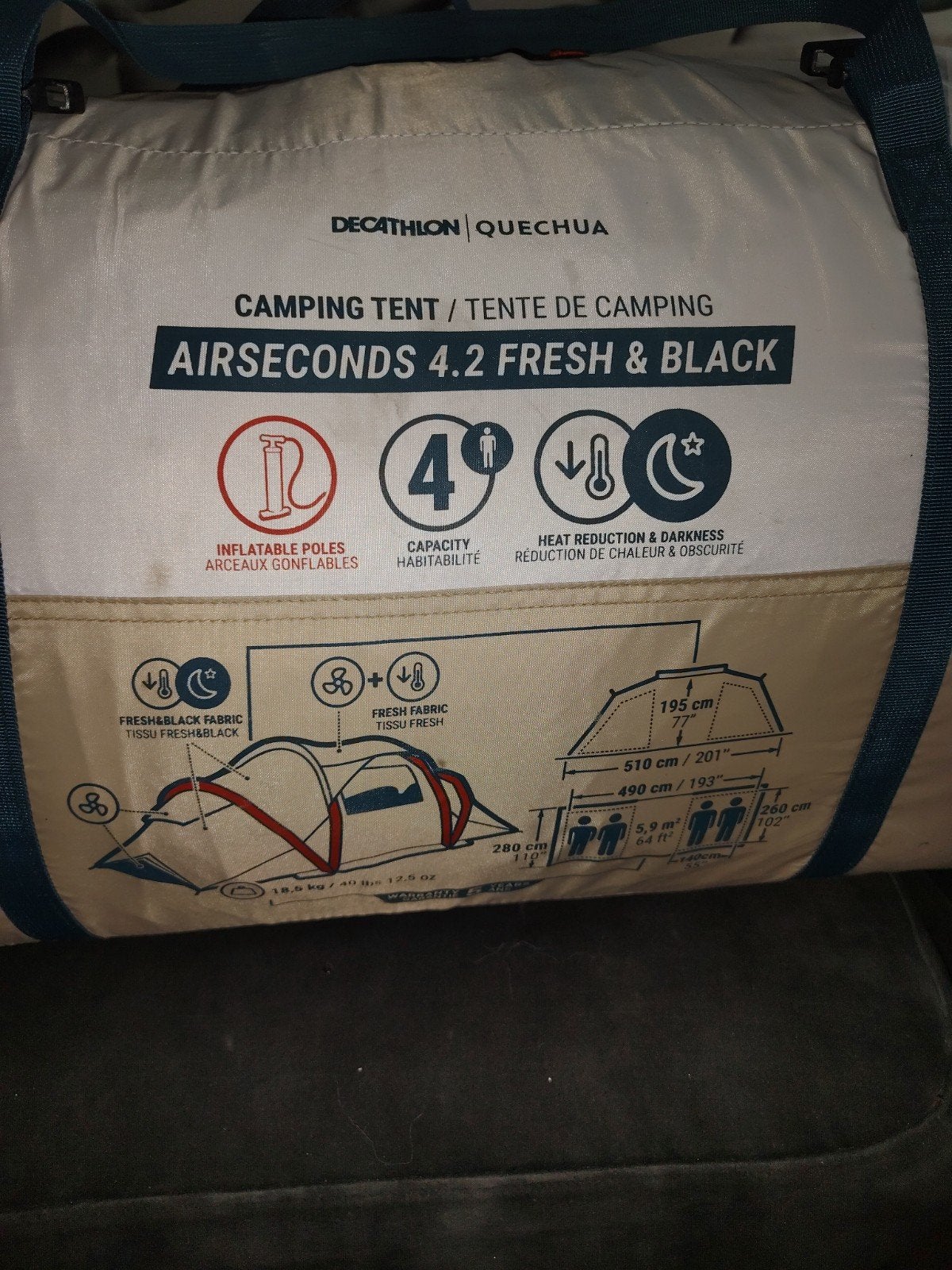 Decathlon Quechua Airseconds 4.2 Fresh & Black tent, Ophalen