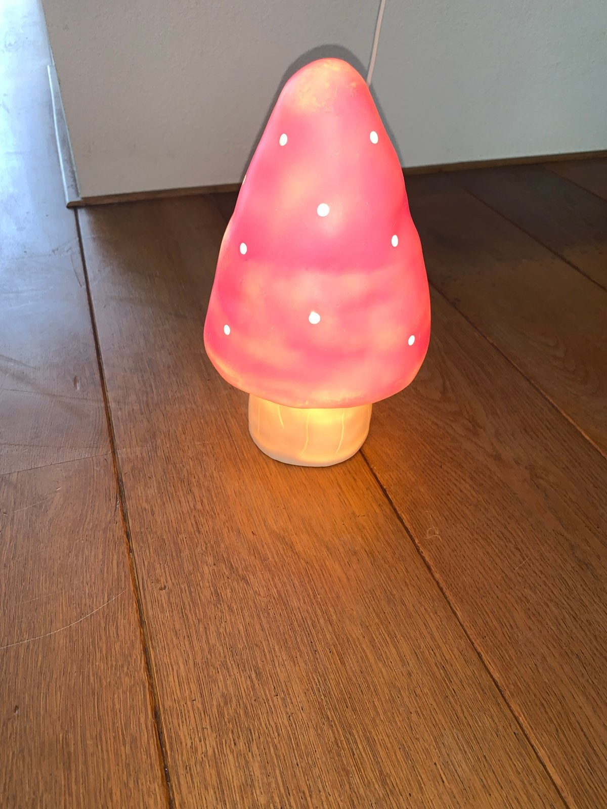 Vintage Heico paddenstoel lampen - roze en blauw, Gebruikt, Ophalen of Verzenden, Meerkleurig, Lamp