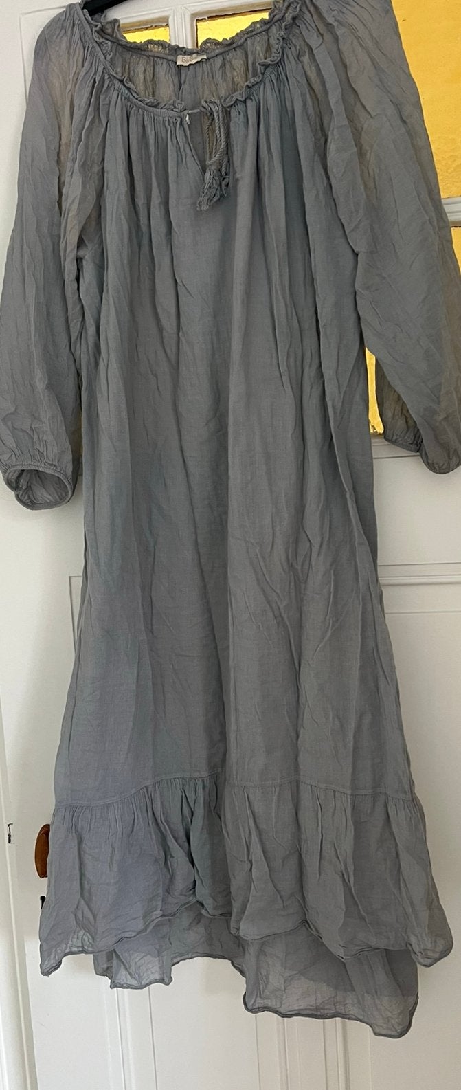 Heerlijke dunne katoenen Boho jurk grijs, Kleding | Dames, Maat 42/44 (L), Ophalen of Verzenden, Zo goed als nieuw, Grijs