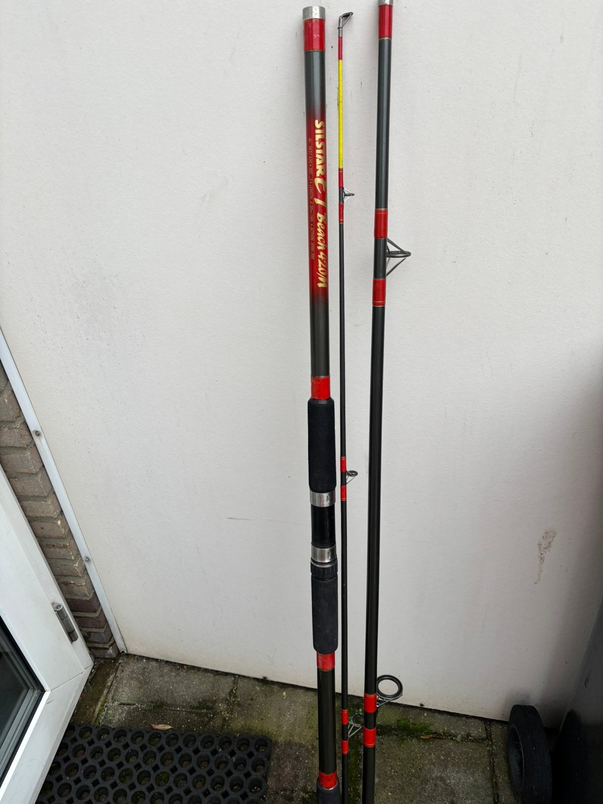 2x Zeehengels 1x silstar 420 cm 1x Shakespeare, Ophalen, Zo goed als nieuw, Vaste hengel