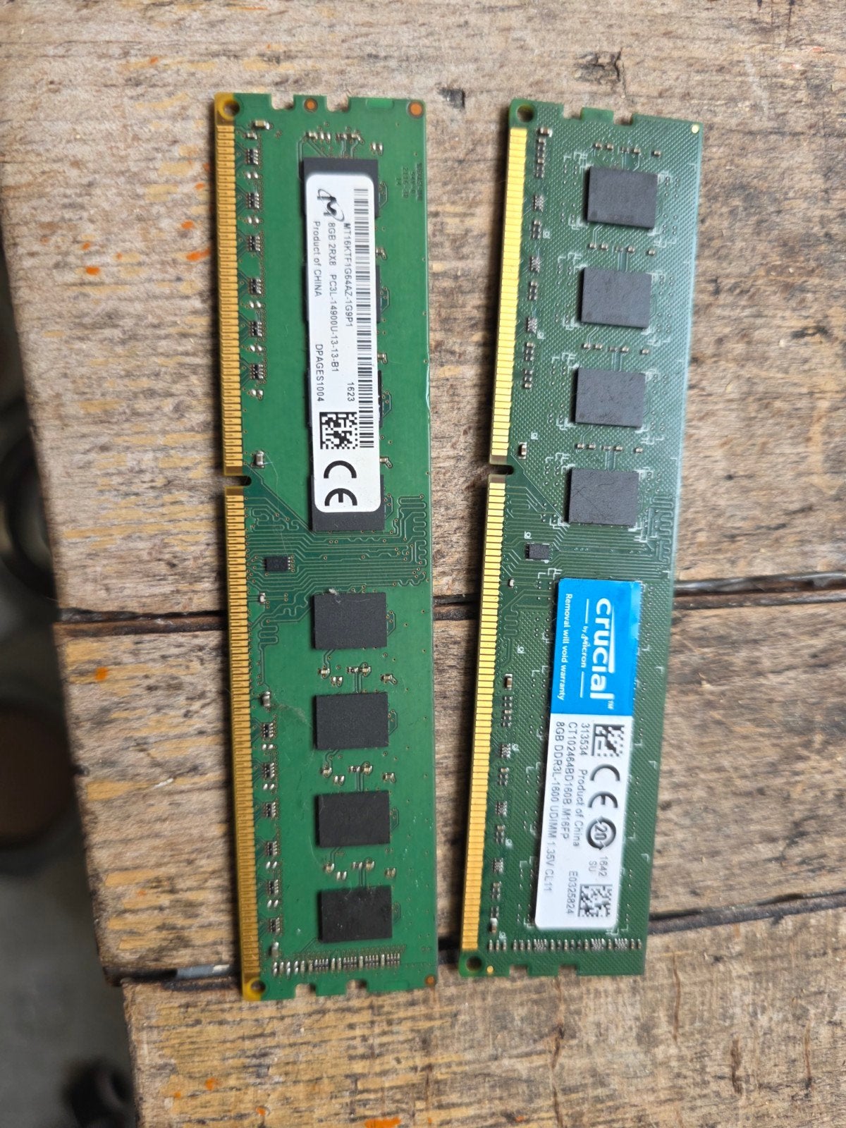 2x Crucial 8GB DDR3L-1600 UDIMM Geheugenmodule 1.35V, Computers en Software, RAM geheugen, Gebruikt, 8 GB, DDR3, Ophalen of Verzenden