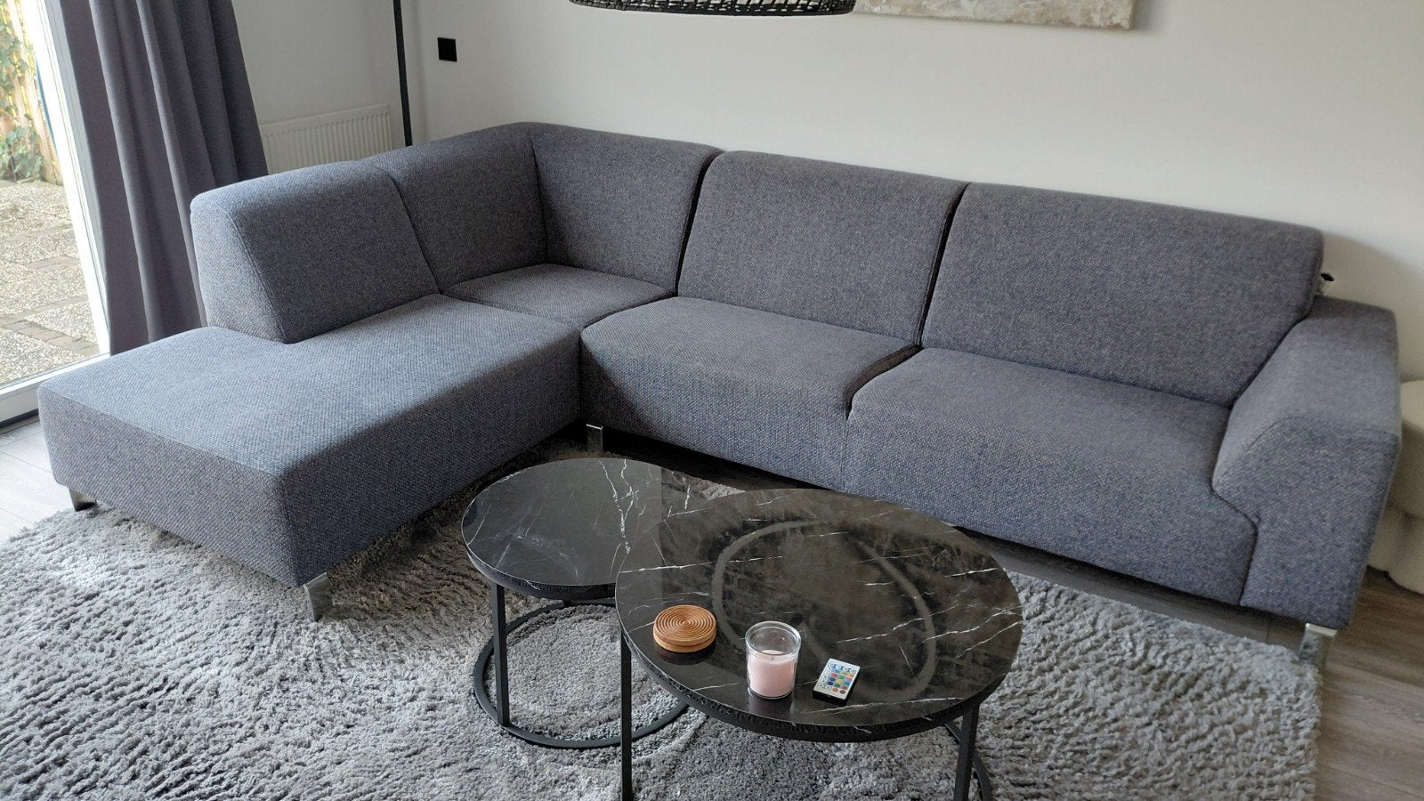 Loungebank antraciet 4 pers 300 cm breed, Ophalen, Gebruikt, Stof