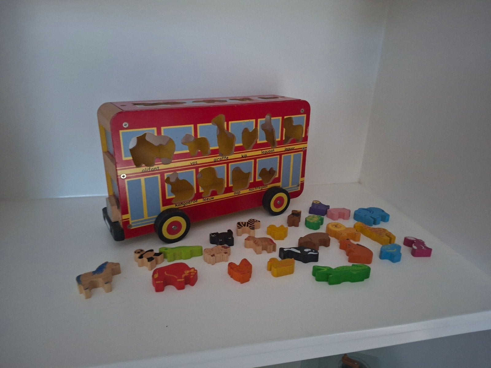 Houten Dierenbus Vormenstoof - Educatief Speelgoed, Kinderen en Baby's, Speelgoed | Houten speelgoed, Ophalen of Verzenden, Gebruikt