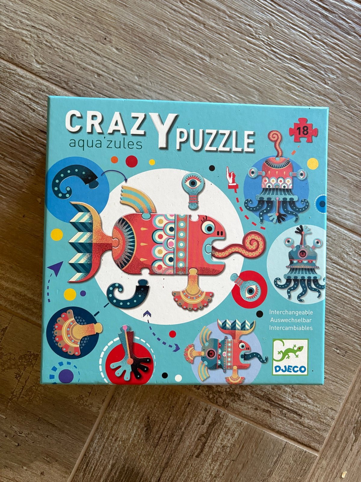 Crazy Puzzle Aqua'zules Djeco - In goede staat, Ophalen, 10 tot 50 stukjes, Zo goed als nieuw, 2 tot 4 jaar