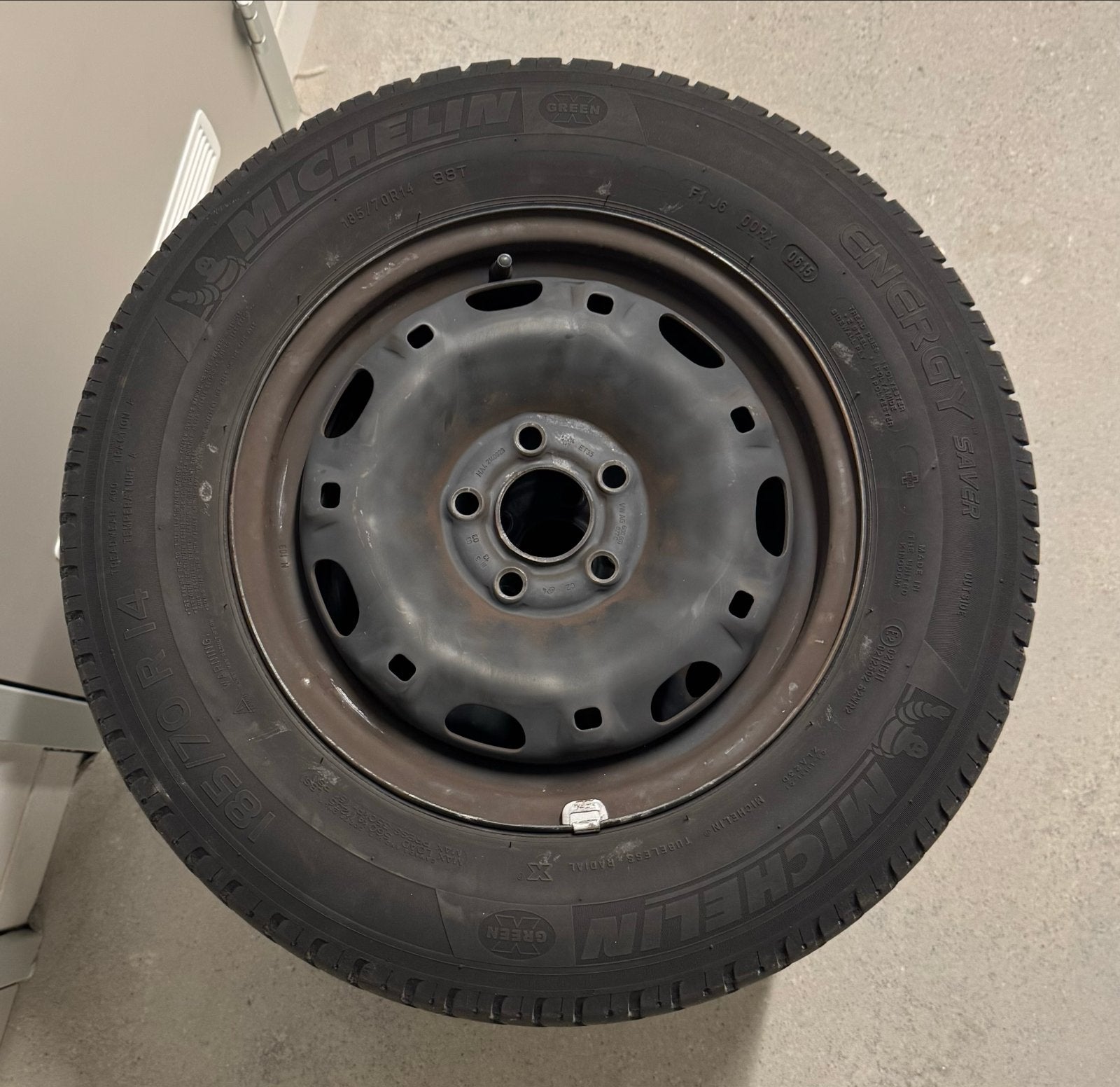 185/70 R14 zomerbanden met stalen velg 5x100, Auto-onderdelen, Banden en Velgen, Ophalen, Gebruikt, 15 inch, Banden en Velgen