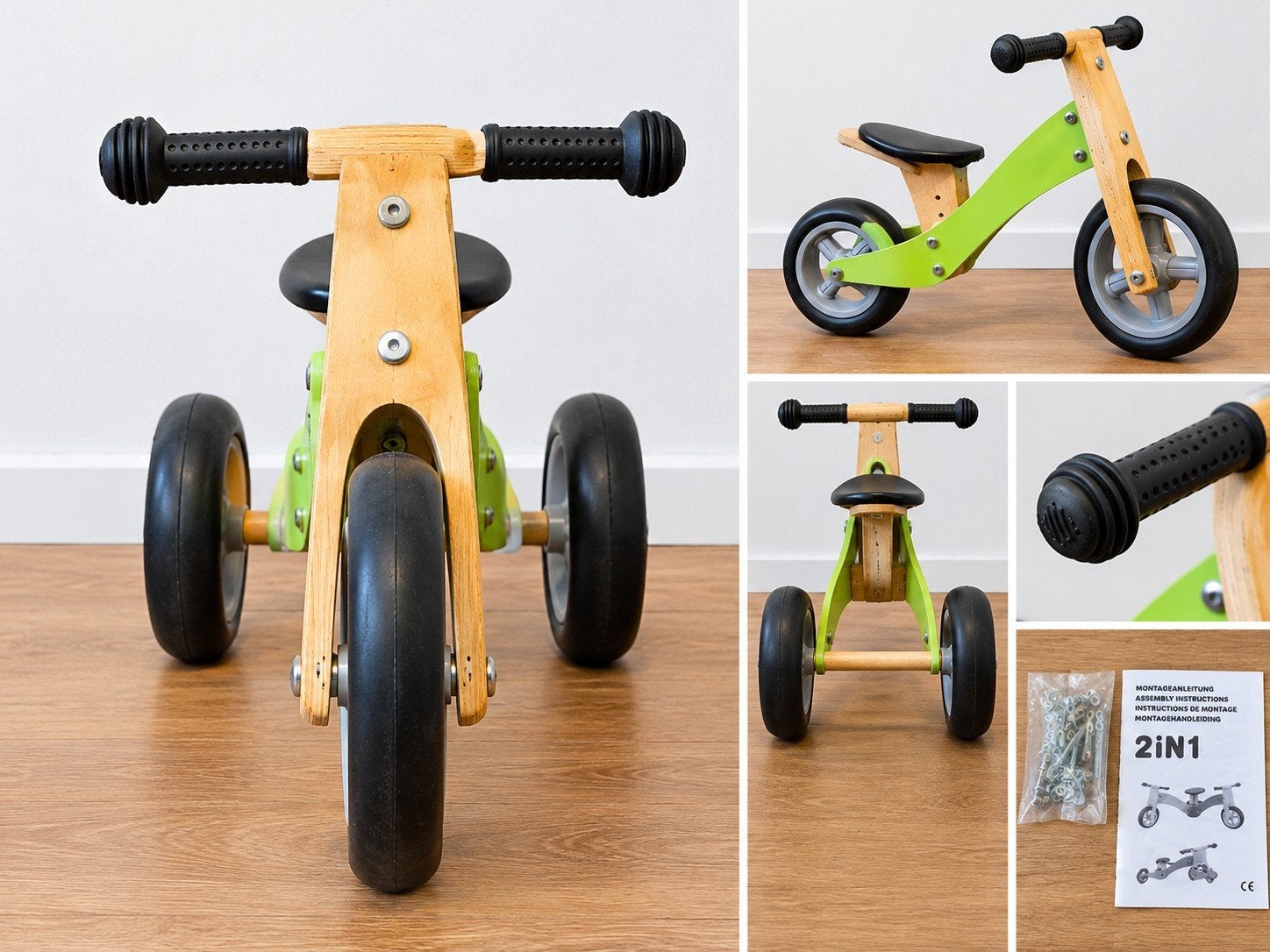 Houten 2-in-1 loopfiets/driewieler - Groen, Ophalen, Gebruikt, Loopfiets