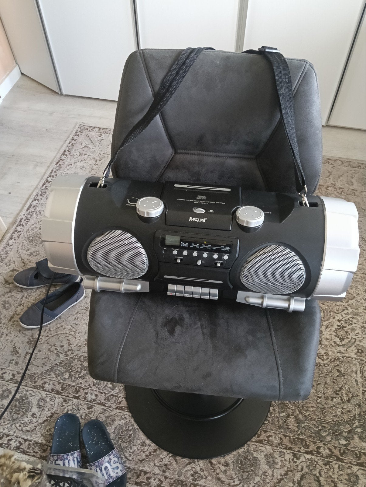 Marquant radio cd en cassette speler draagbaar woofer, Ophalen