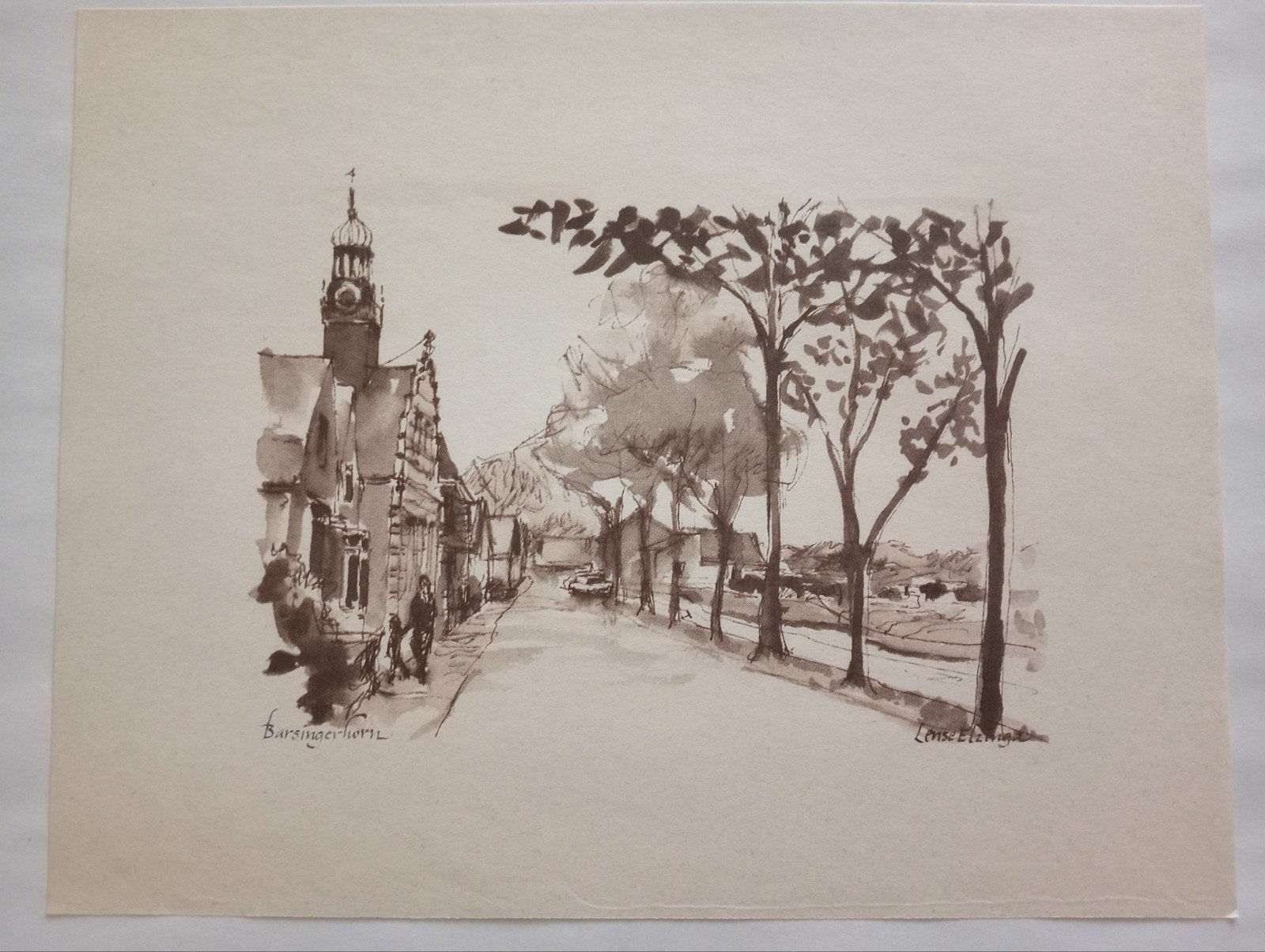 Barsingerhorn offset prent, Verzamelen, Ophalen of Verzenden, Voor 1940, Gebruikt, Overige onderwerpen