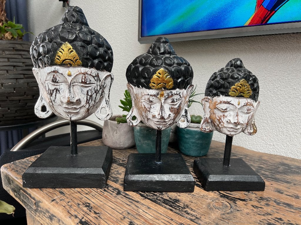 Boeddha houtsnijwerk set van 3 buddha oosters, Verburgt Vintage, Ophalen of Verzenden, Hout, Schipluidenlaan 20 5035KJ Tilburg