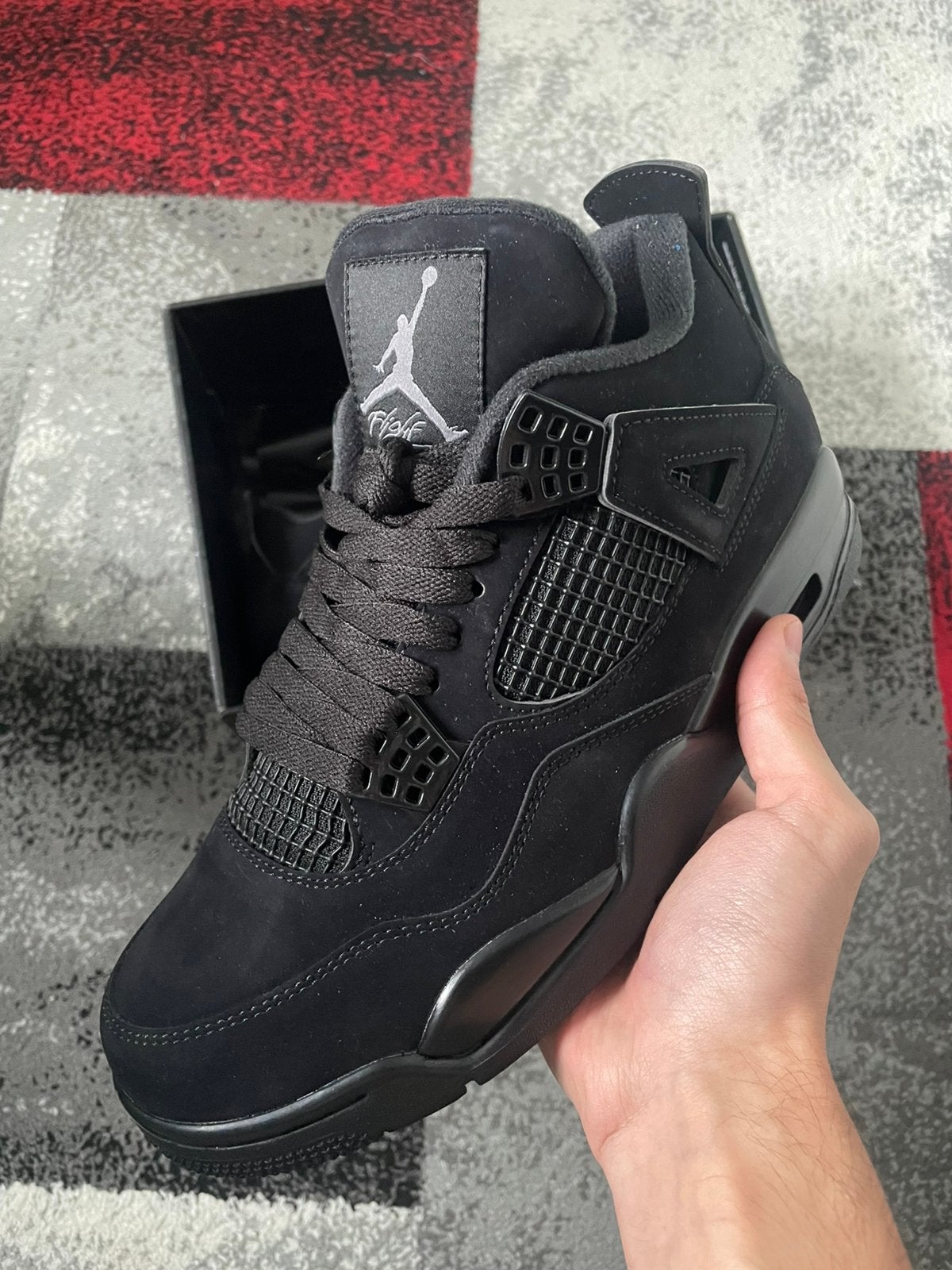 Air Jordan 4 Retro Black Cats Maat 42, Kleding | Heren, Schoenen, Ophalen of Verzenden, Nieuw, Zwart