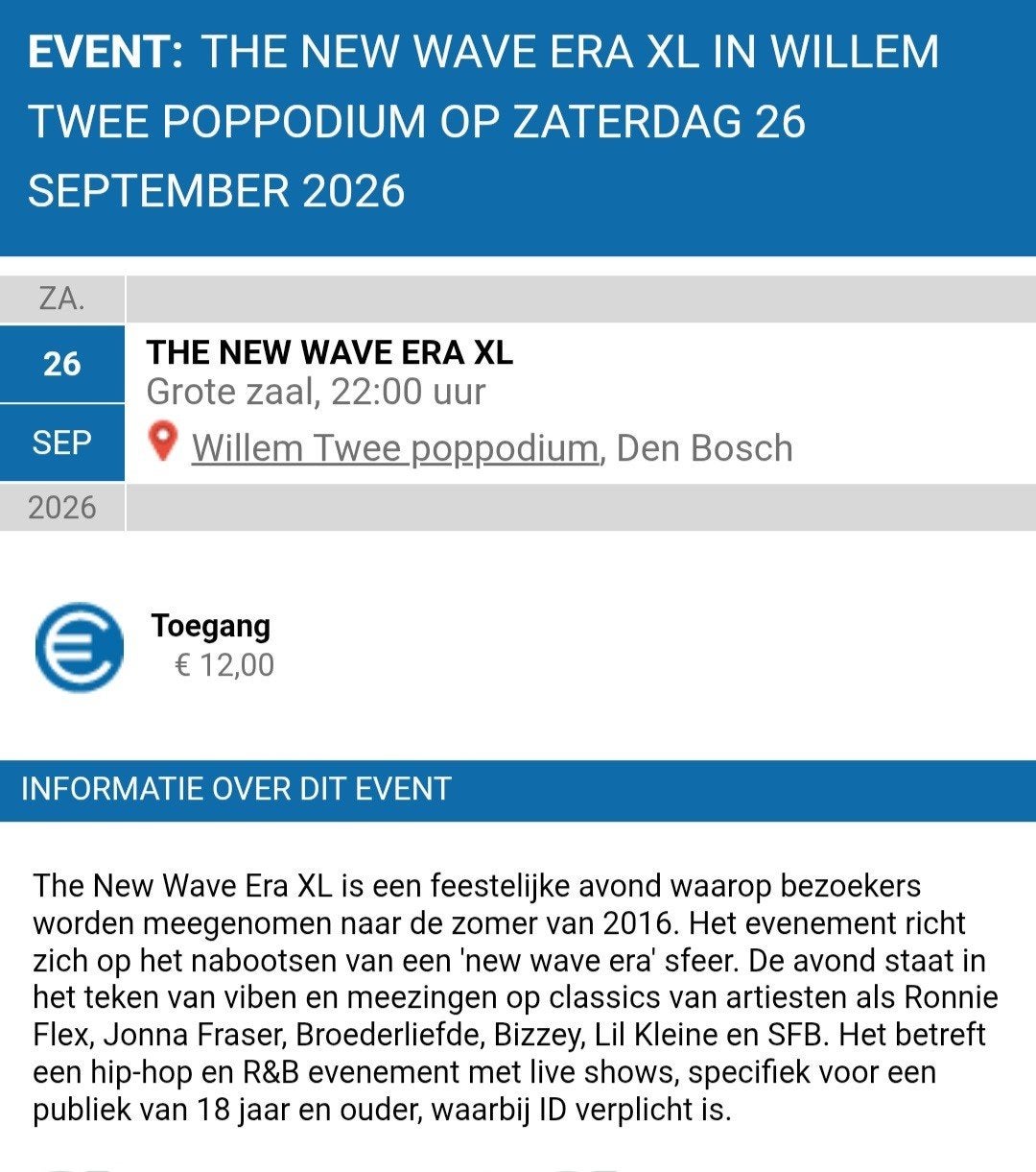 New wave ERA XL tickets, 3 stuks, Tickets en Kaartjes, Drie personen of meer, September