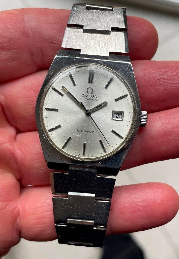 OMEGA automatisch GENEVE horloge van volledig staal, Ophalen, Staal, Gebruikt, Staal