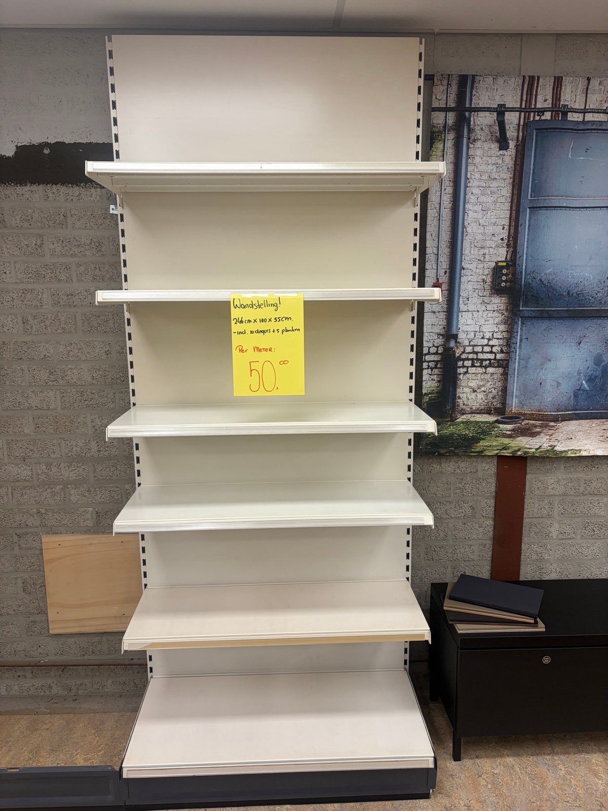 Wandstelling met 5 planken - 246x100x55cm, Zakelijke goederen, Kantoor en Winkelinrichting | Winkel en Inventaris, Ophalen