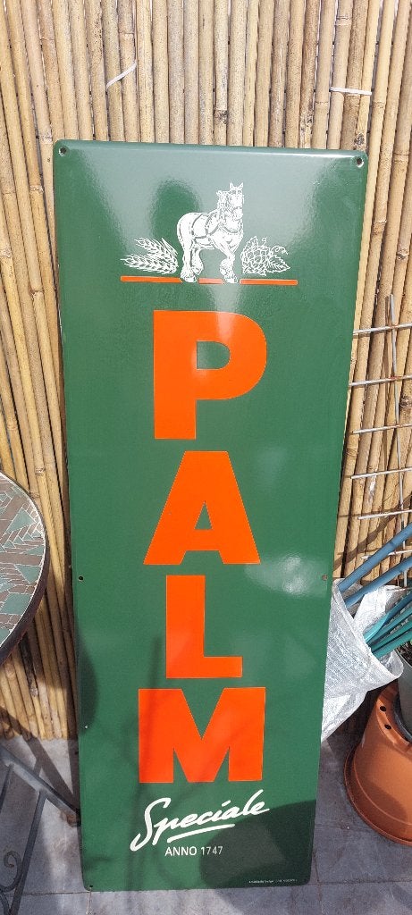 Groot Emaillebord Palm bier (Emaillerie Belge), Ophalen of Verzenden, Nieuw, Reclamebord, Plaat of Schild, Palm