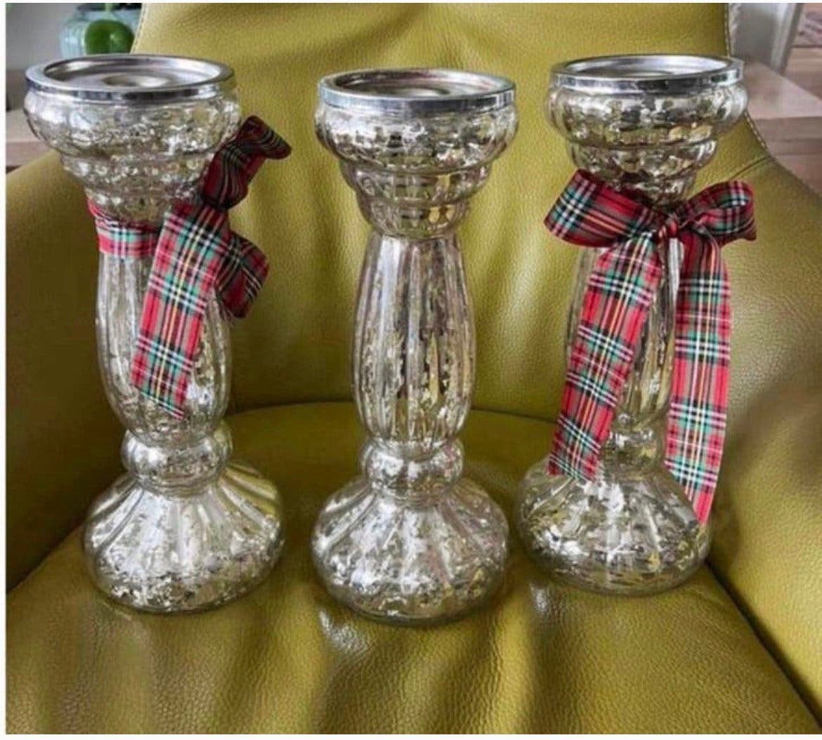 Div. Zilver Glazen Kelk Kandelaar / Lifestyle ijzer etc etc, Ophalen of Verzenden, Kandelaar, Zilver, Glas