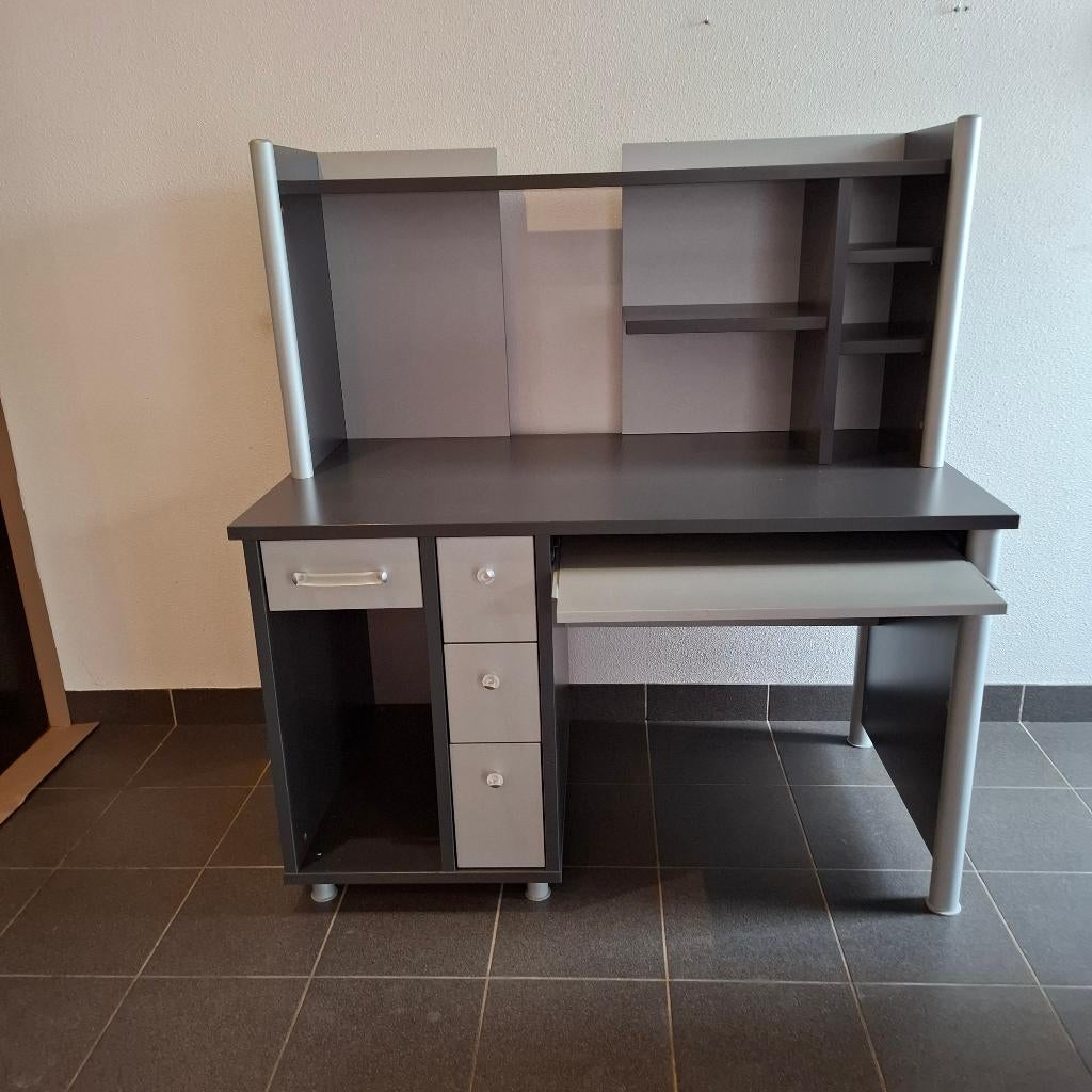 Bureau grijs/ antraciet met opzet, Ophalen, Gebruikt, Spaanplaat of MDF, Schoolbureau