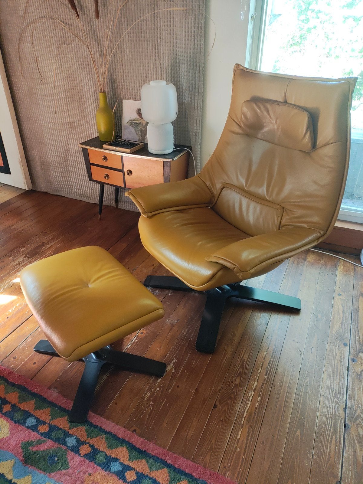 Natuzzi Italia Re-Vive fauteuil met hocker, Modern, Comfortabel, Gebruikt, 75 tot 100 cm, Ophalen of Verzenden