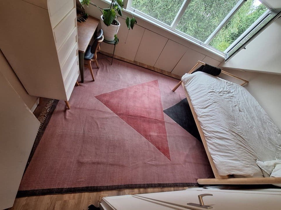 Prachtig handgeweven katoenen vloerkleed, 270x360cm, Huis en Inrichting, Stoffering | Tapijten en Kleden, Ophalen, Zwart, 200 cm of meer