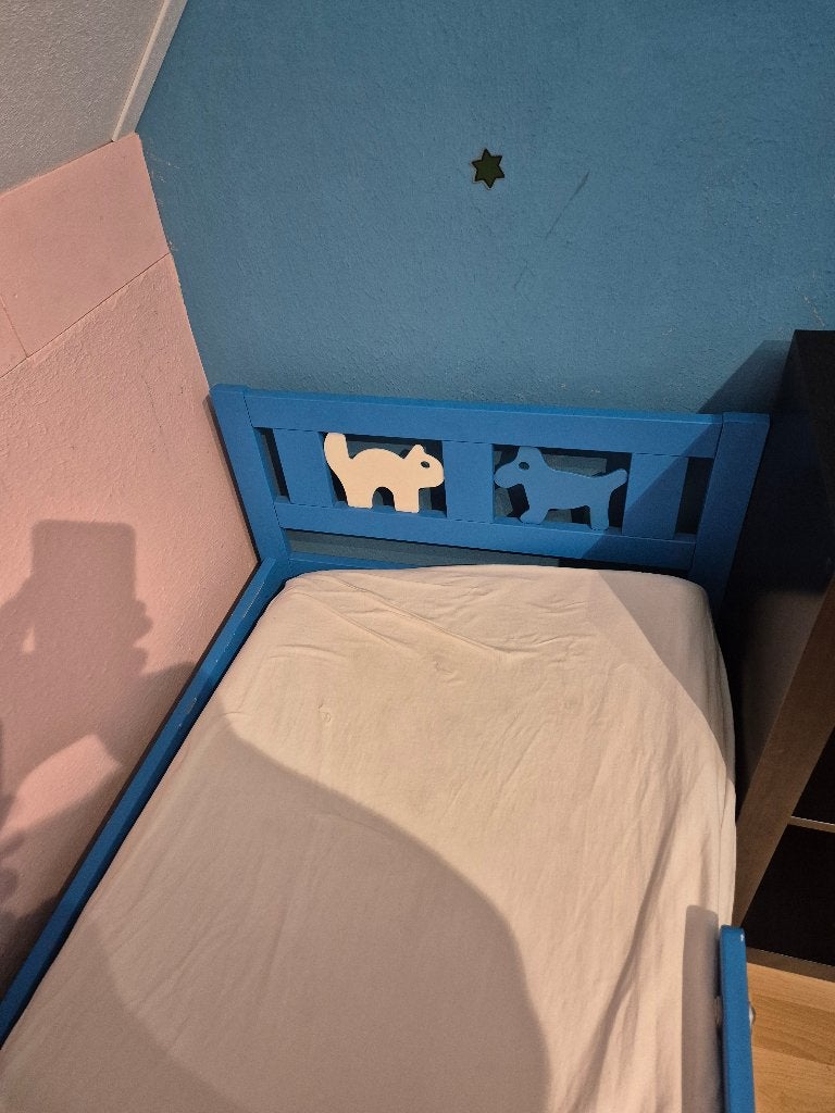 Kinderbed, Ophalen, Gebruikt, Blauw, 190 cm of minder