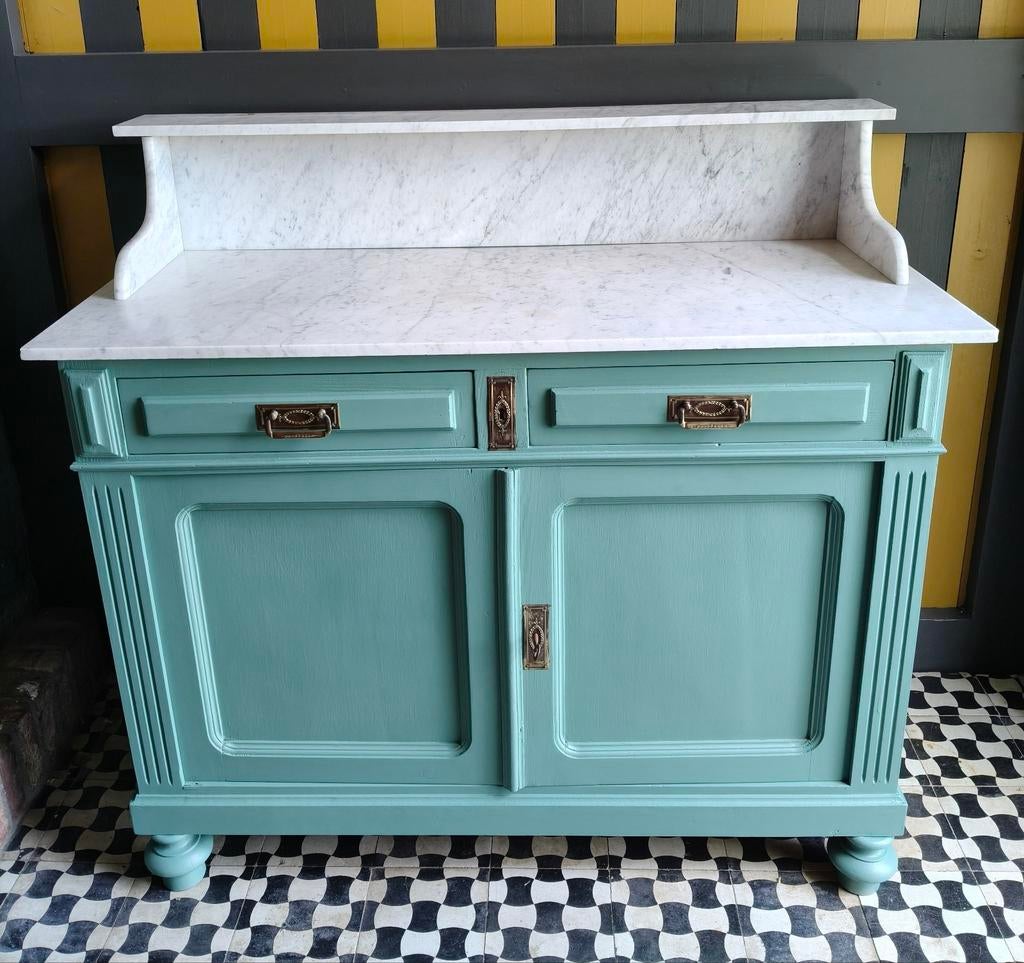 Antieke commode dressoir met Carrara marmeren blad, Kinderen en Baby's, Ophalen, 50 tot 70 cm, 90 tot 105 cm, 100 cm of meer