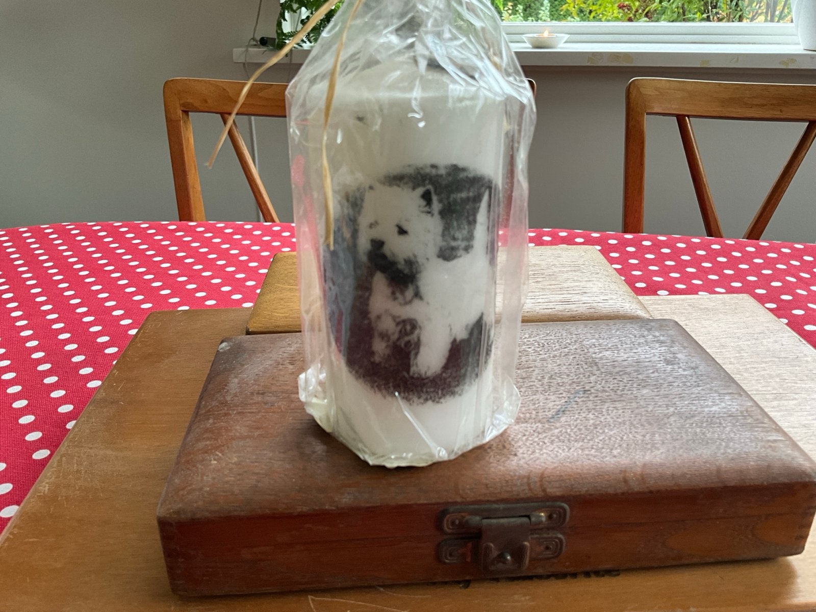Decoratieve kaars met Westie afbeelding, Ophalen of Verzenden, Nieuw, Hond of Kat, Beeldje of Figuurtje