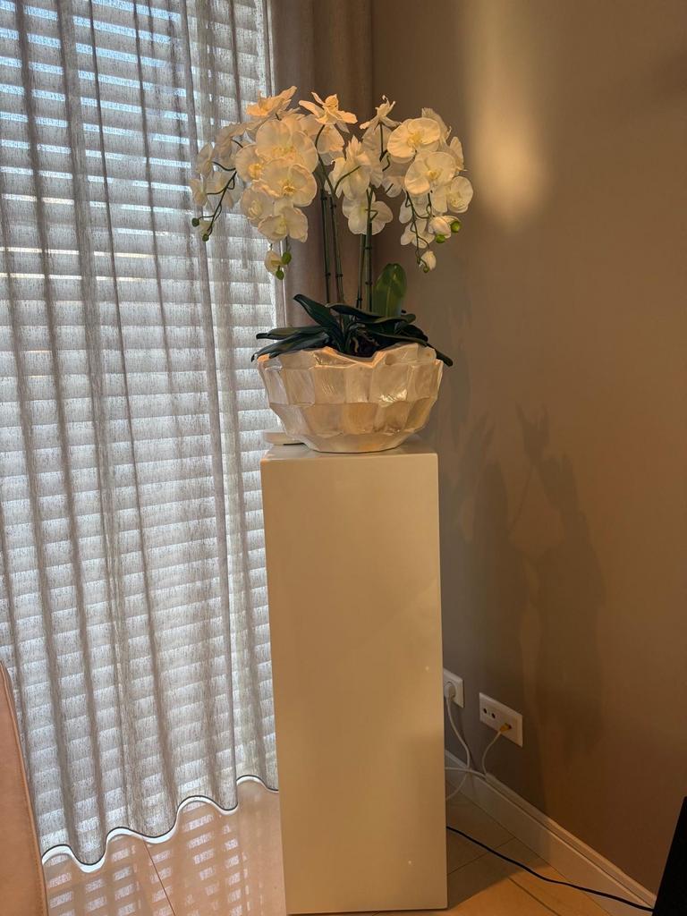Luxe kunst orchideeën in elegante parelpot, Binnen, Textiel, Ophalen of Verzenden, Overige merken