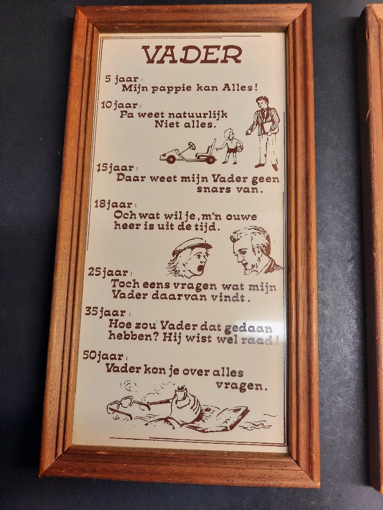 Vintage houten lijstjes met humoristische teksten, Ophalen of Verzenden