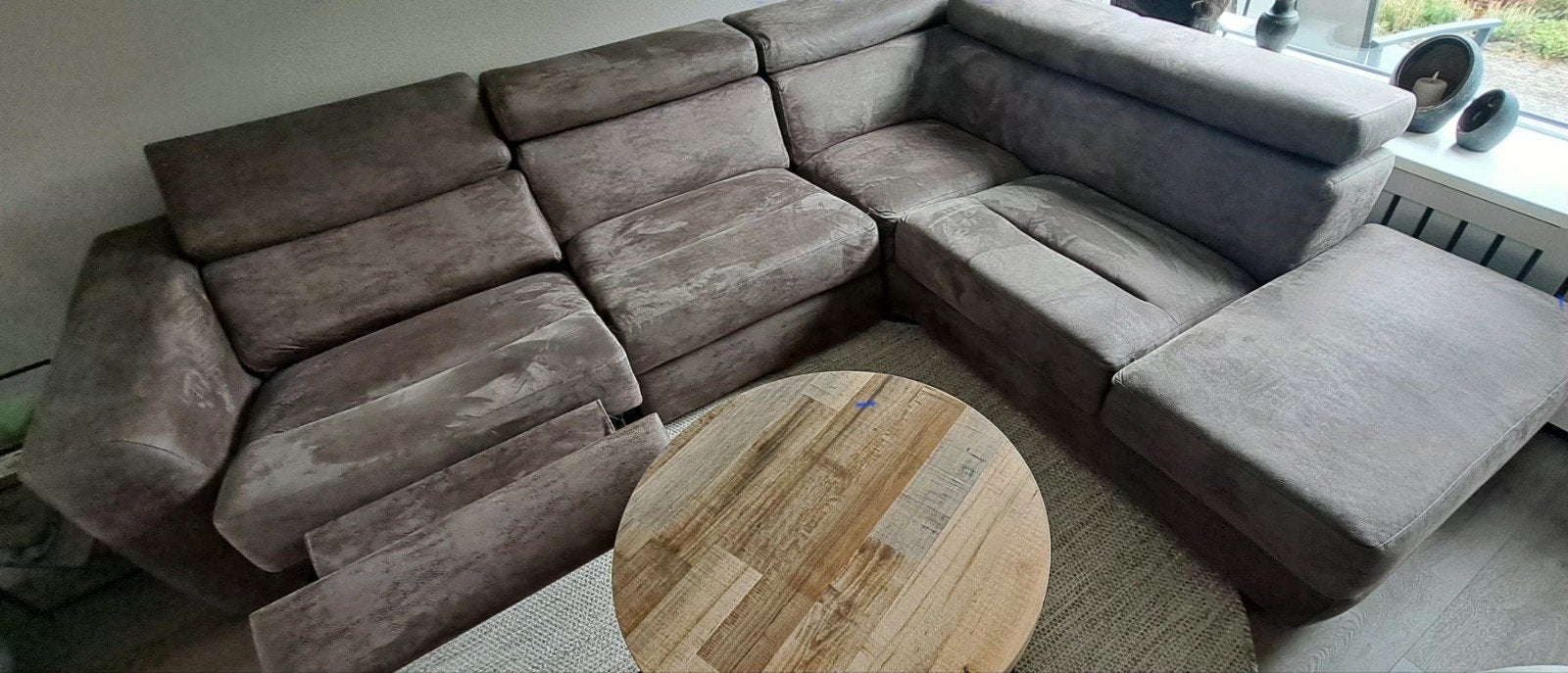 Xooon Hoekbank met elektr.relaxgedeelte kleurTaupe als nieuw, Ophalen, Zo goed als nieuw, Stof, Landelijk