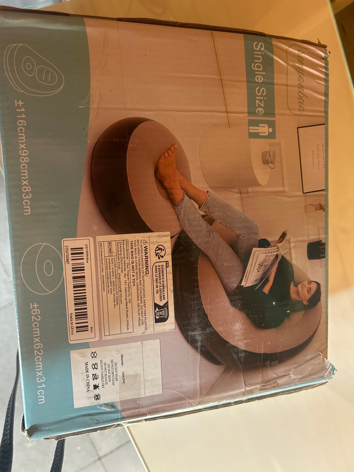 Opblaasbare Zitzakstoel - Comfortabel en Draagbaar, Ophalen, Nieuw, Bruin, Zitzakstoel