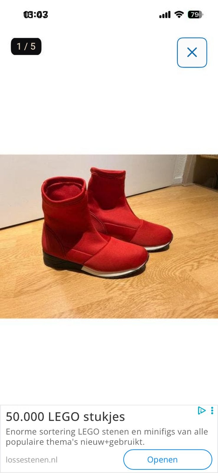 38 laarsjes stretch van rood stof, Kleding | Dames, Lage of Enkellaarzen, Ophalen of Verzenden, Zo goed als nieuw, Rood