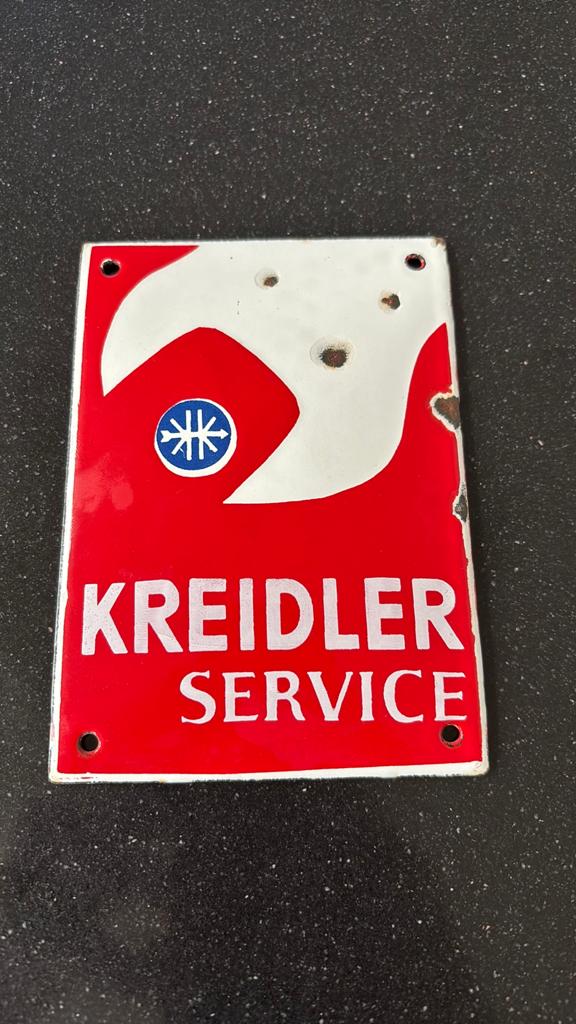 Emaille bordje Kreidler bromfietsen, Ophalen of Verzenden, Zo goed als nieuw, Overige typen