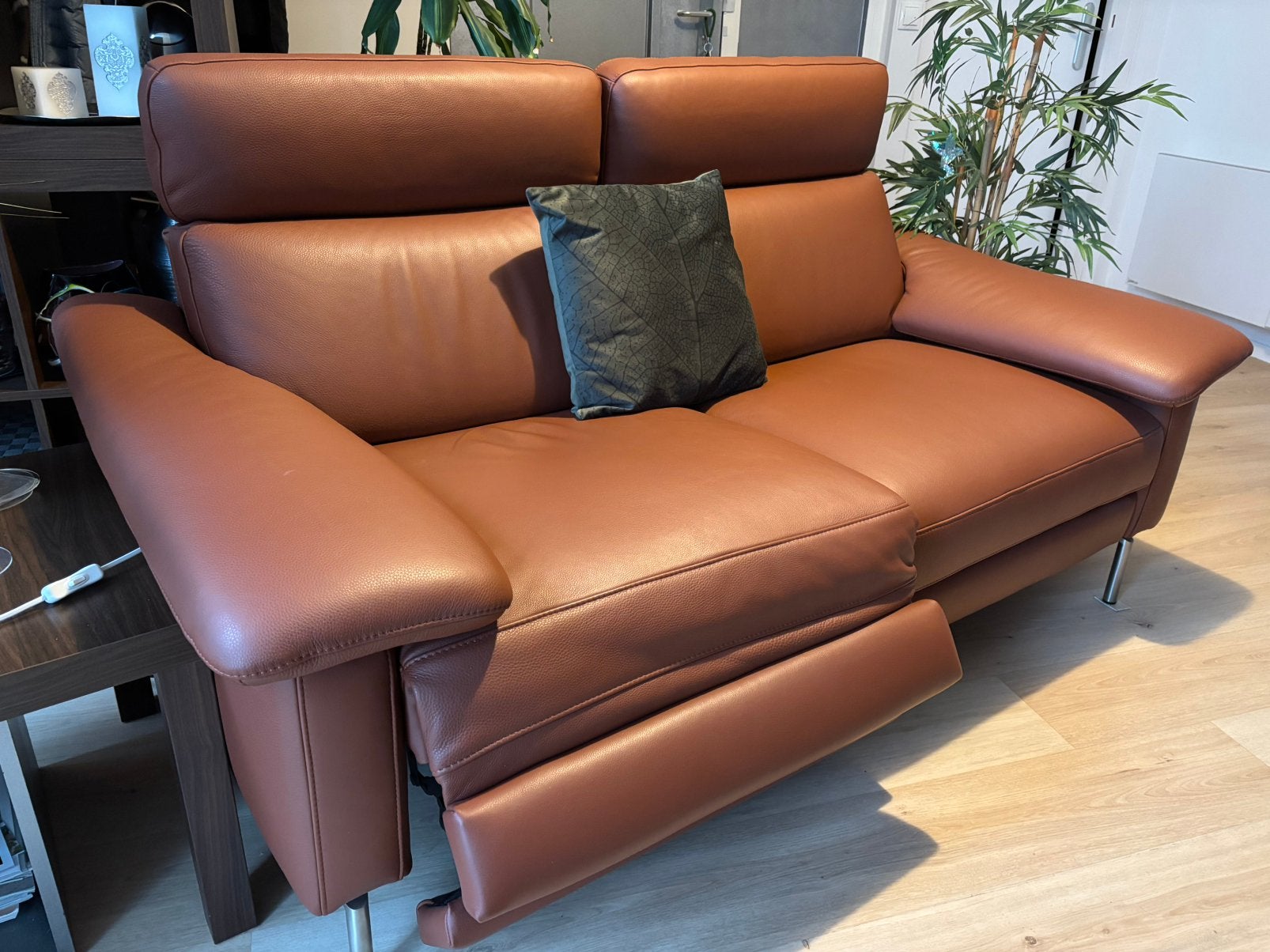 Relaxbank Riva, leder Terra, Ophalen, 150 tot 200 cm, Tweepersoons, Zo goed als nieuw