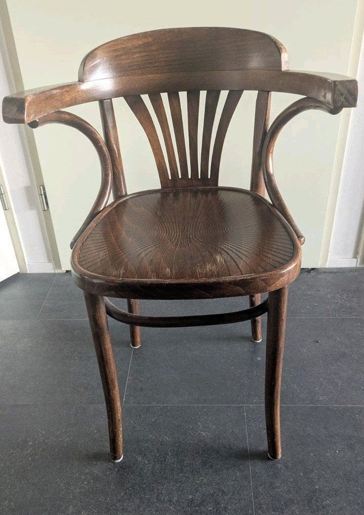 Set van 2 vintage Thonet-stijl caféstoelen met armleuningen, Ophalen