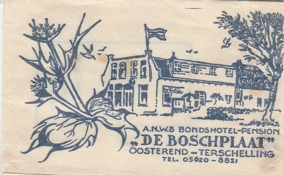 ANWB Bonds hotel De Boschplaat Oosterend Terschelling, Verzamelen, Ophalen of Verzenden