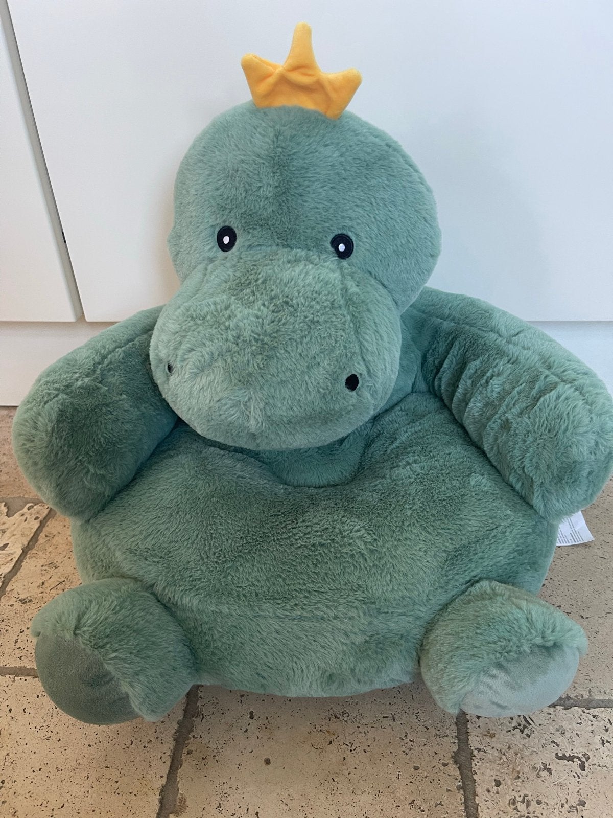 Grote groene dinosaurus knuffel met kroon, Groen, Little Dutch, Ophalen of Verzenden, Zo goed als nieuw