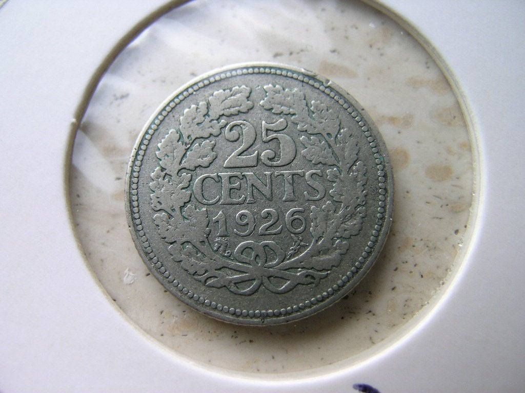 Kwartje 1926 (nr 2), Ophalen of Verzenden, Koningin Wilhelmina, 25 cent, Losse munt