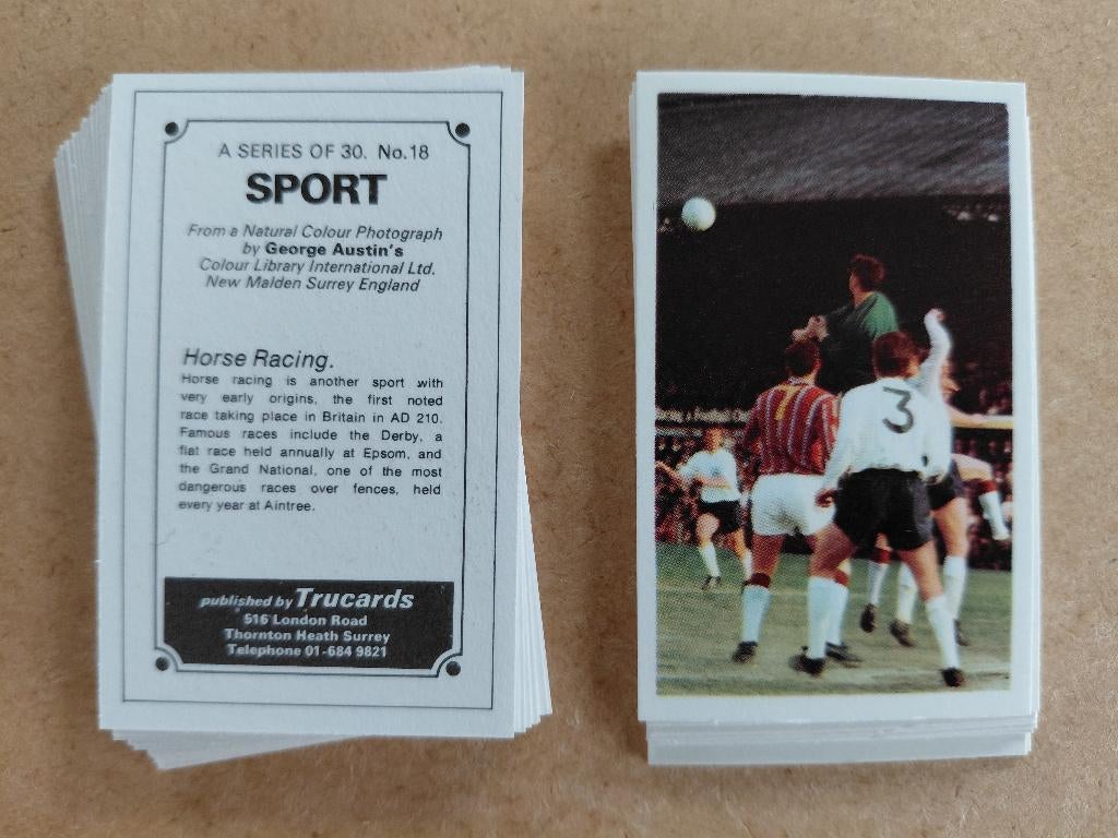 Sport complete set 30 trade cards Trucards 1970, Ophalen, Overige sporten, Poster, Plaatje of Sticker