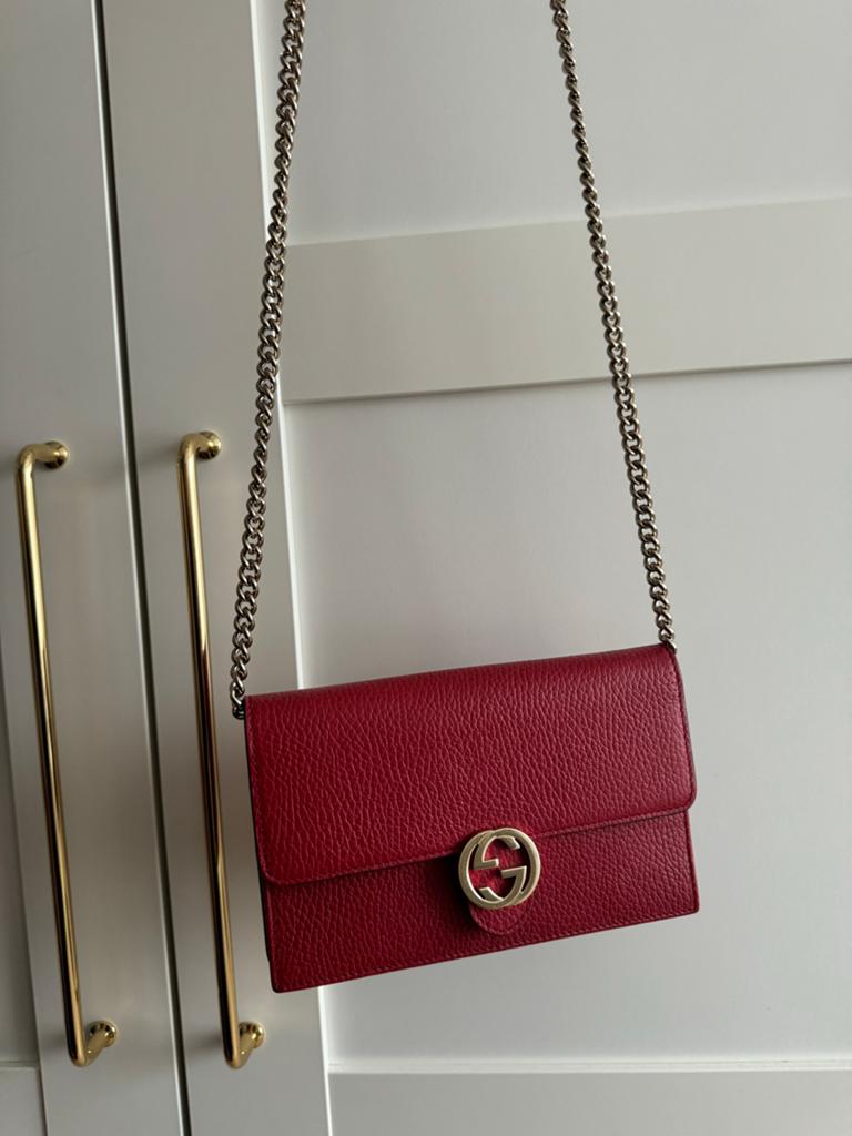 Gucci Soho Disco Tas Rood Leer, Ophalen of Verzenden, Zo goed als nieuw, Rood, Schoudertasje