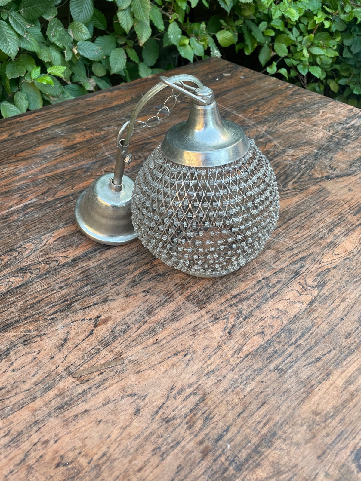 Decoratieve hanglamp met kralen - Vintage stijl, Ophalen of Verzenden, Gebruikt, Metaal, Overige fittingen