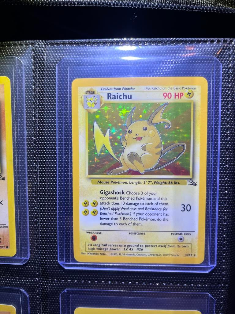 Raichu fossil 14/62, Ophalen of Verzenden, Nieuw, Losse kaart, Foil