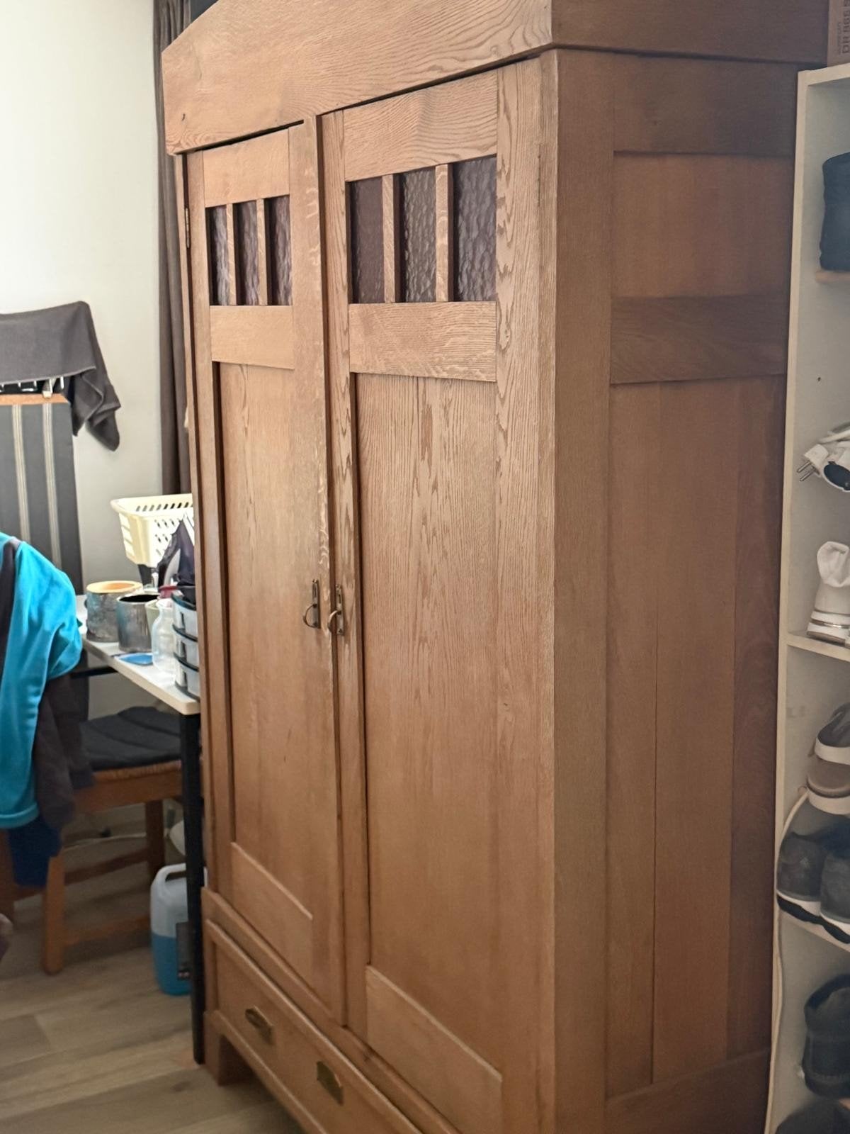 oude kledingkast, Huis en Inrichting, Kasten | Kledingkasten, Ophalen, Gebruikt, 100 tot 150 cm, 150 tot 200 cm