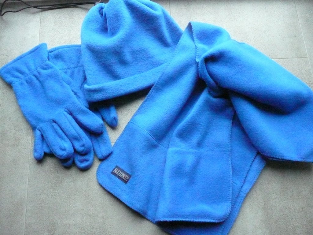 muts sjaal en handschoenen blauw fleece heren, Kleding | Heren, Ophalen of Verzenden, Nieuw, Overige maten, Sjaal