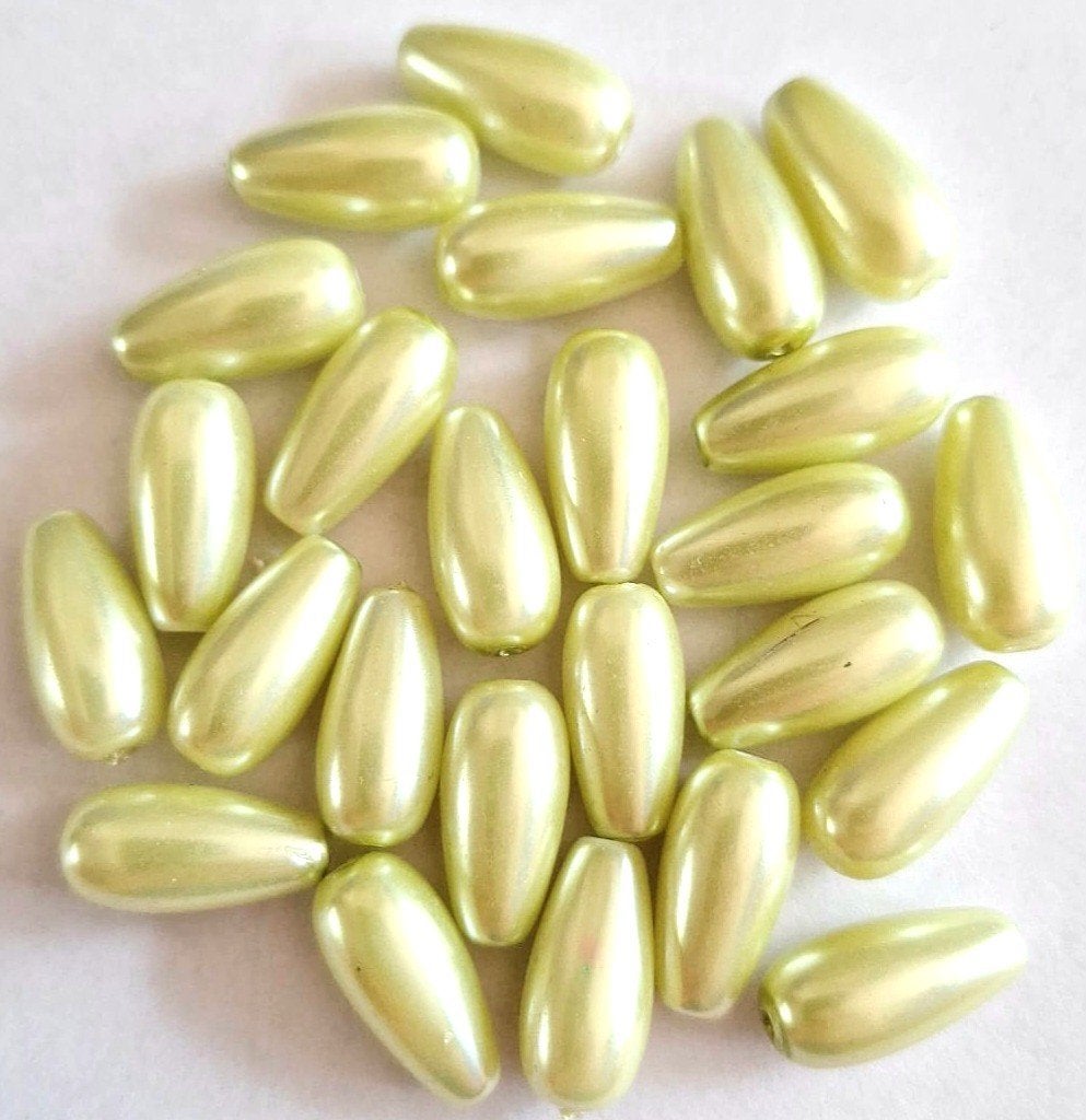 Licht groene druppel vorm glas kralen 16x8 mm, Verzenden, Nieuw, Kraal