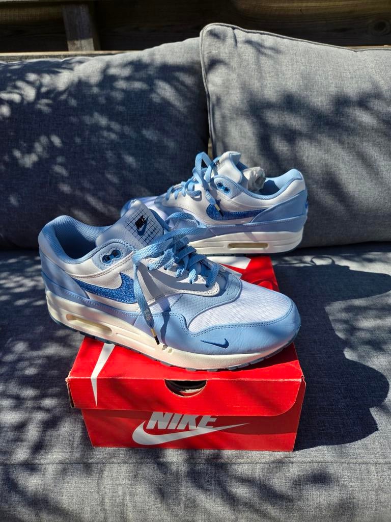 Nike air max 1 Blue print maat 44!, Ophalen of Verzenden, Zo goed als nieuw, Blauw