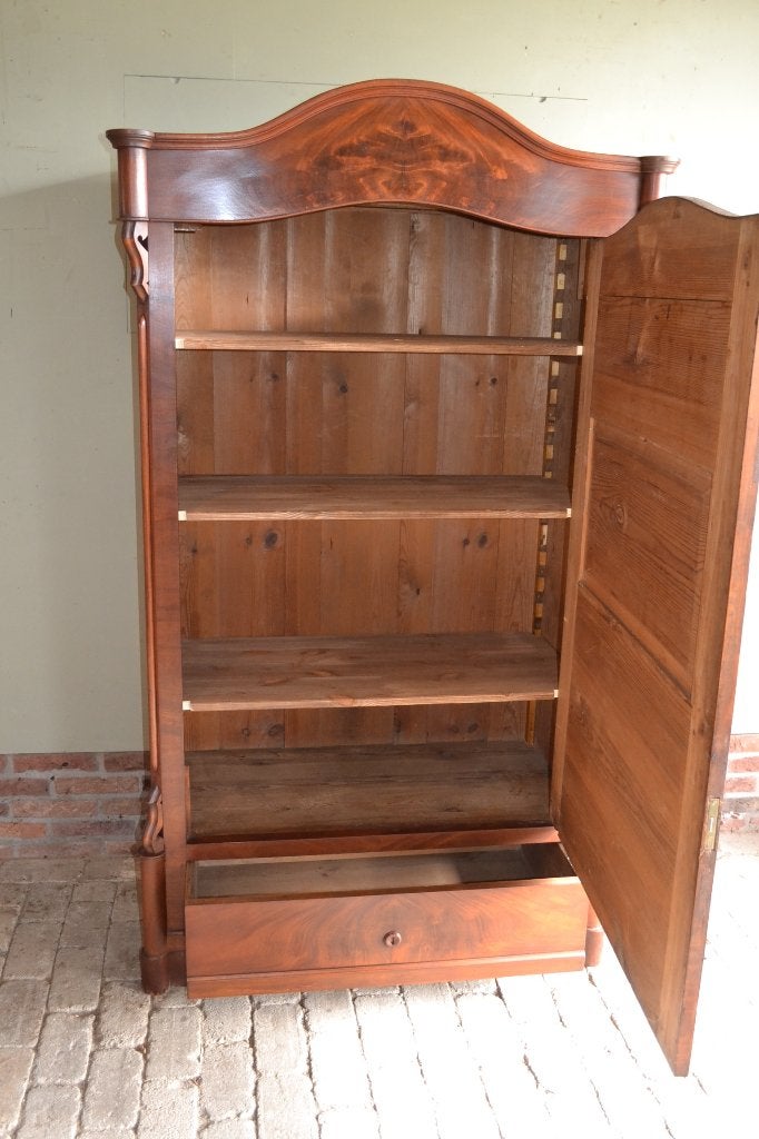 Prachtige antieke mahonie houten eendeurs secretaire kast., Antiek en Kunst, Verzenden